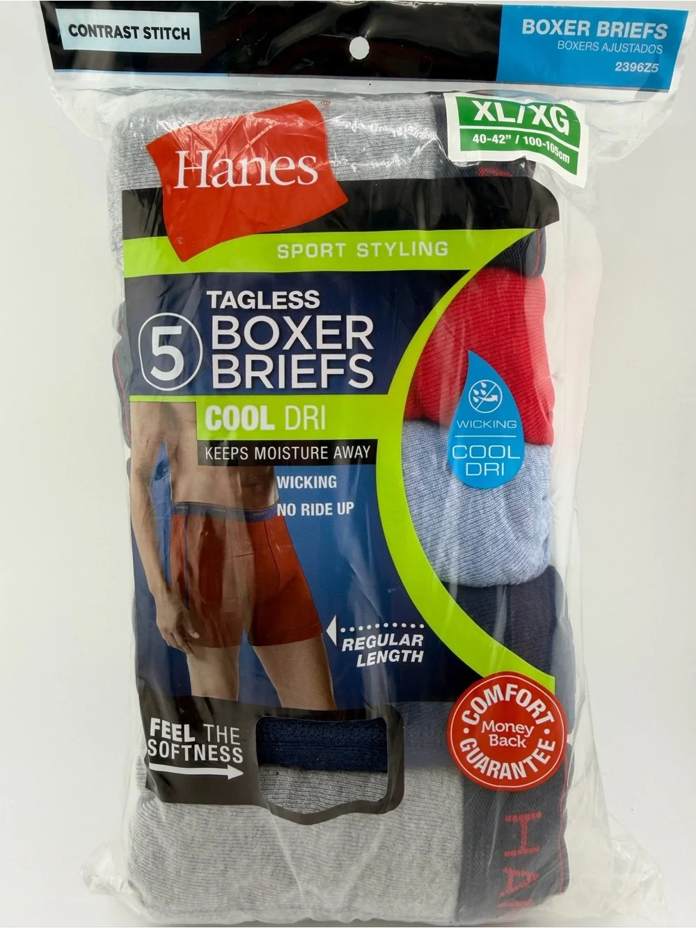 Hanes Tagless Men's Boxer Cool Dry Briefs - MULTI Colored 5 Pairs NWT